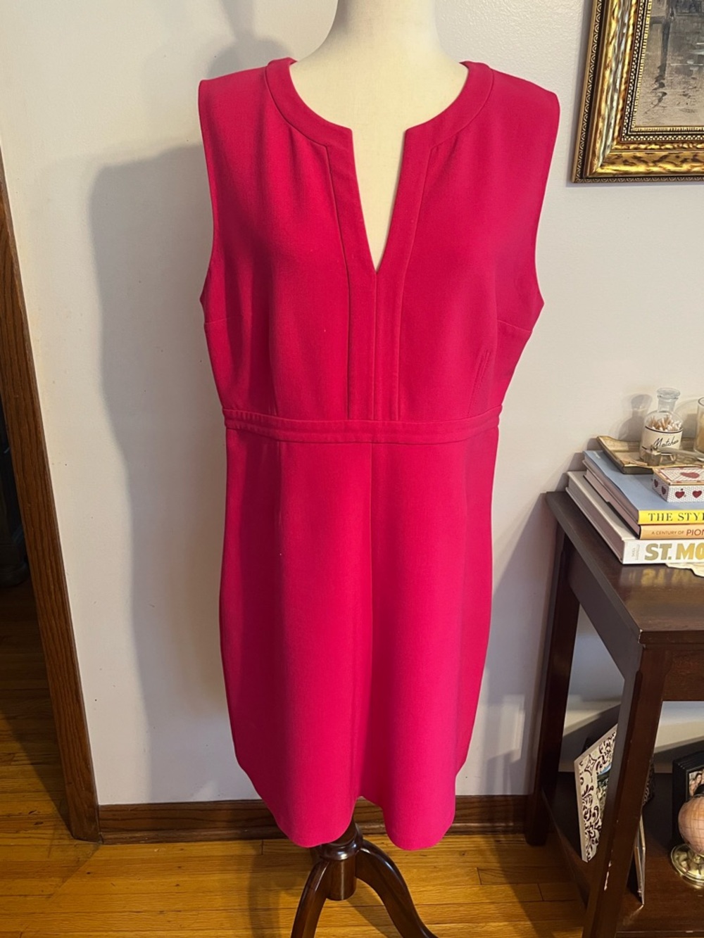 Diane Von Furstenberg Sleeveless Pink Shift Dress with Split Neck